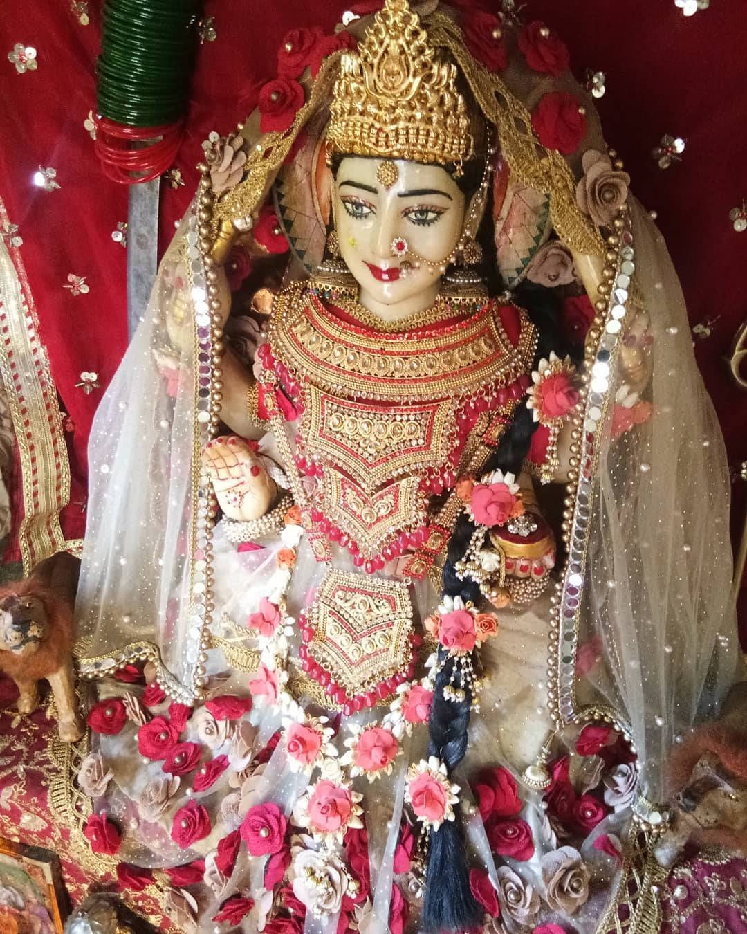 1080x1350 Download Caption: Divine Statue of Santoshi Maa Wallpaper