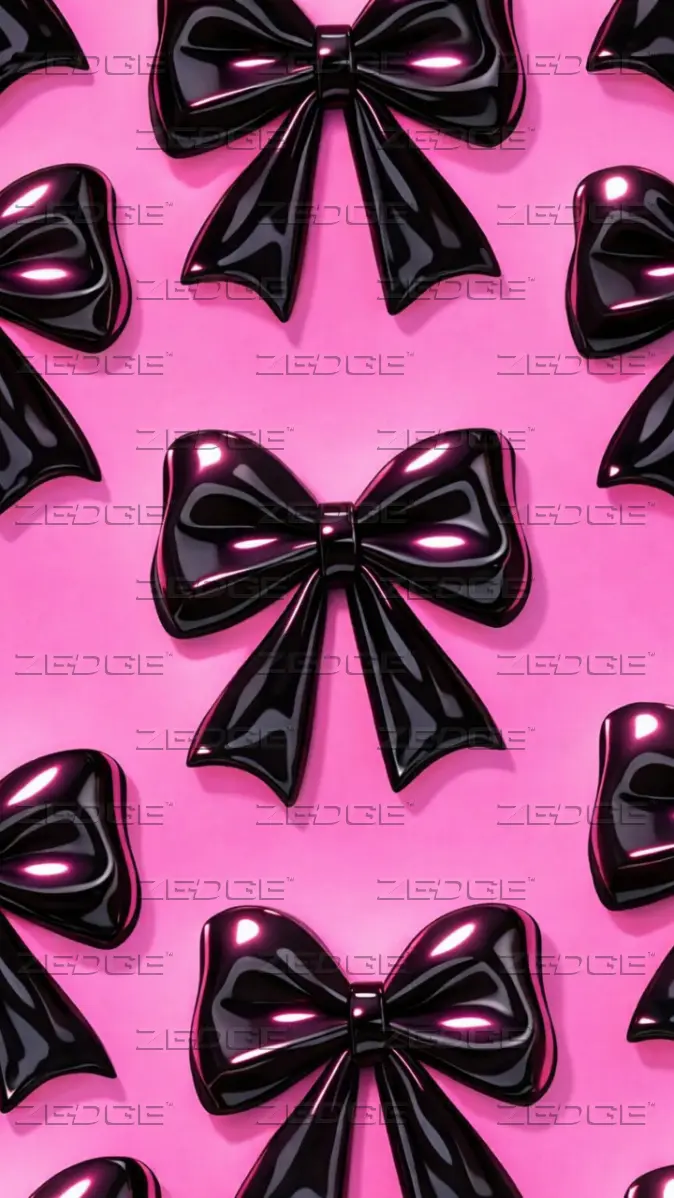 674x1198 Glossy Black Bows on Pink