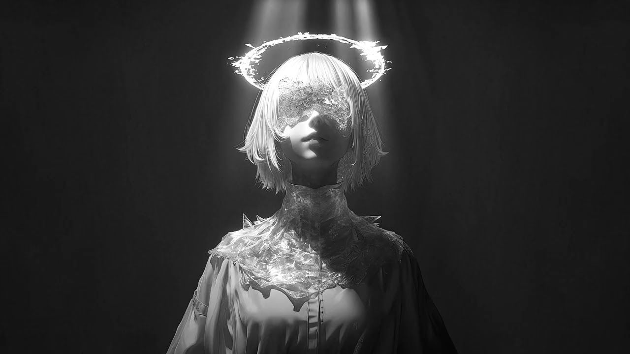 1280x720 Celestial Veil ✨. Monochrome Anime 4K Live Wallpaper (3840×2160)