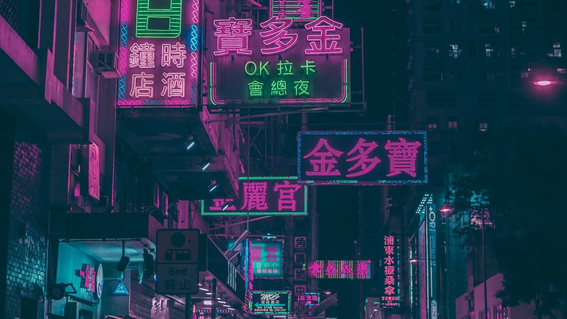 1920x1080 Neon Alley HK