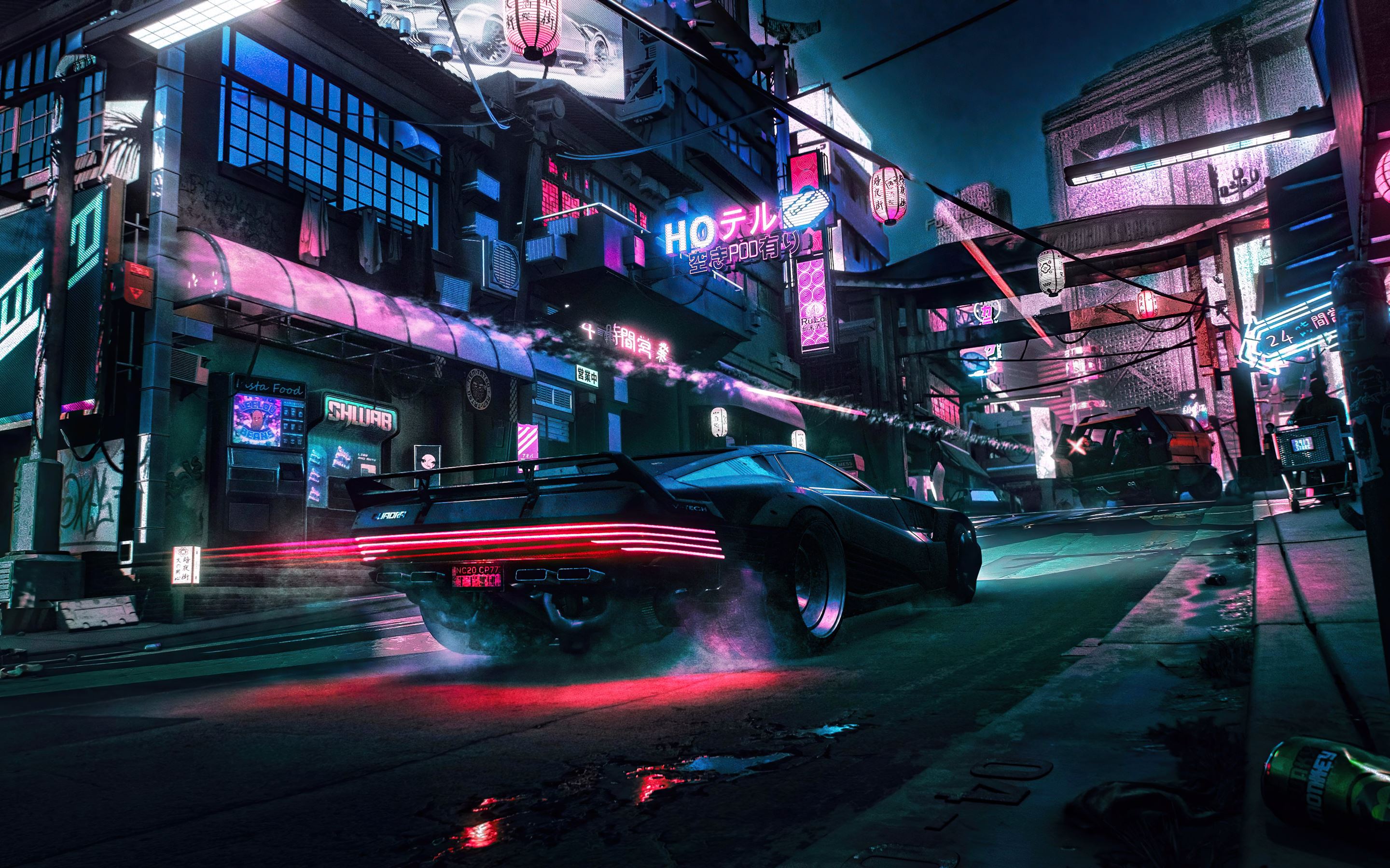 2880x1800 night chase in little china cyberpunk 2077 Mac Wallpaper Download