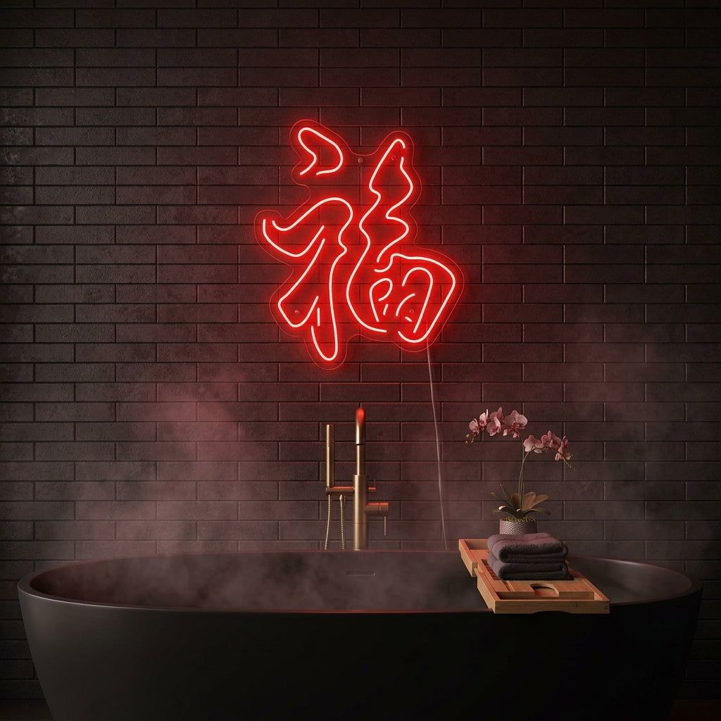 1024x1024 Chinese Element Good Fortune Neon Sign / 70CM / Acrylic Transparent