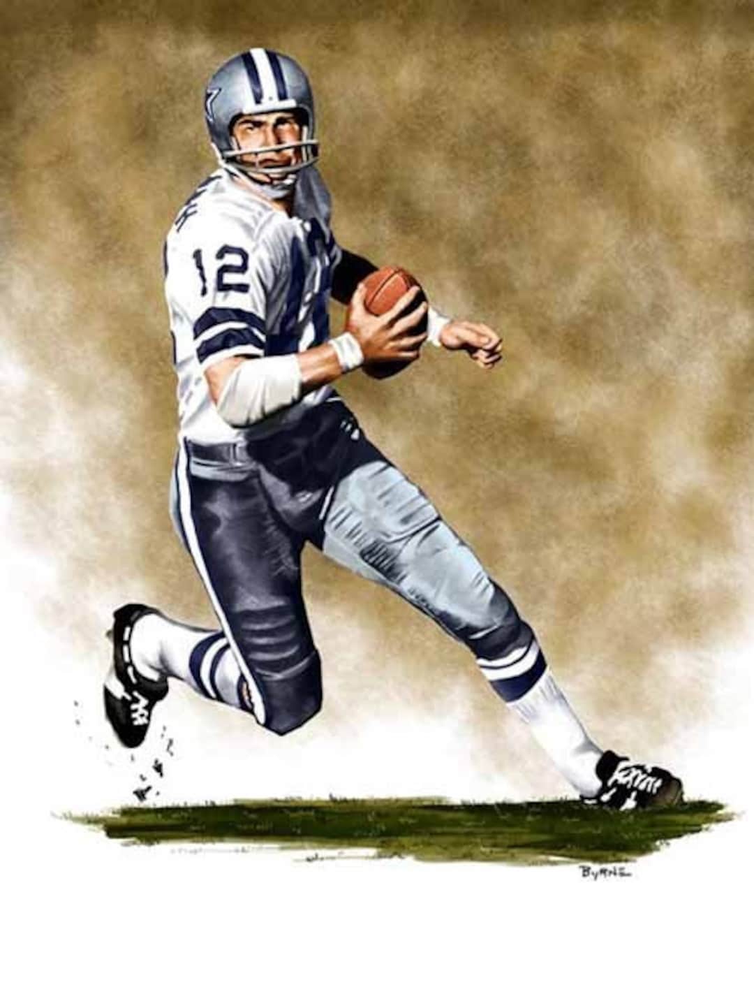 1080x1413 Roger Staubach Edition Giclee by James Byrne Cowboys Artwork