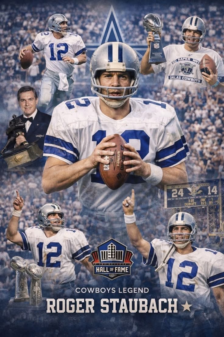 736x1104 Roger staubach collage. American football collage, Dallas cowboys decor, Dallas cowboys players