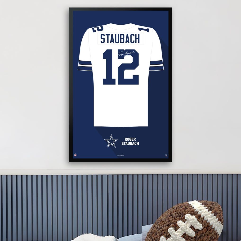 1018x1018 Roger Staubach Dallas Cowboys Framed 14 x 20 Retired Jersey Art Print