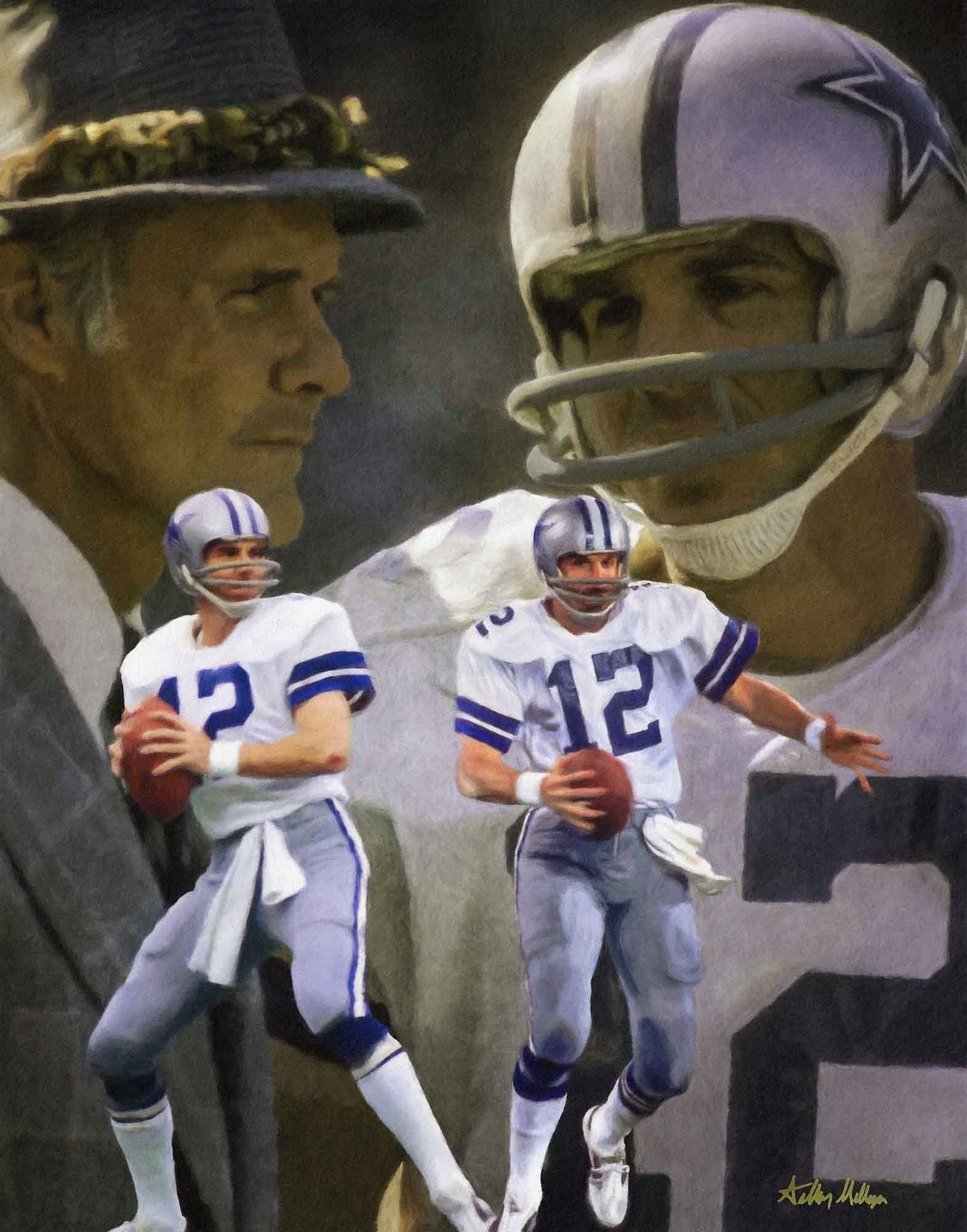 1571x2000 Roger Staubach Dallas Cowboys HOF Super Bowl Champion QB Quarterback Art 1 8x10 1rioil Oil Painting Art Print by Arthur Milligan Hong Kong