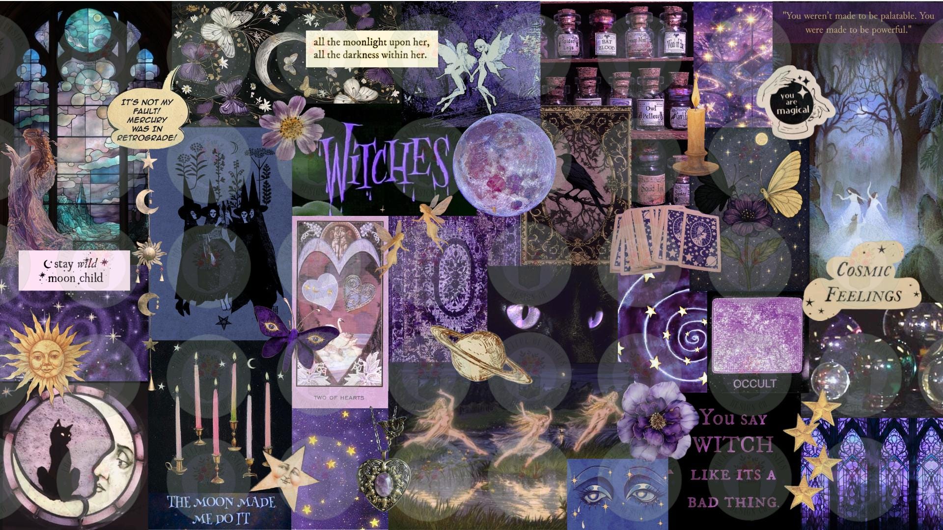 1920x1080 Purple Whimsy Goth Witchy Custom Wallpaper for Computer Background