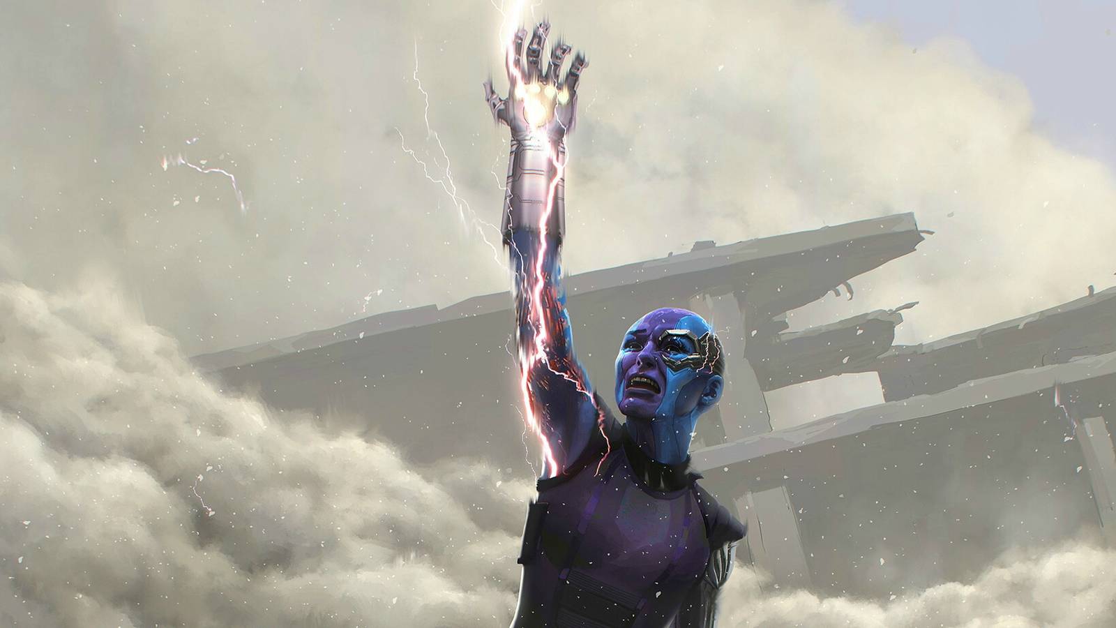 1600x900 Avengers: Endgame Concept Art Shows Nebula Wielding Infinity Gauntlet