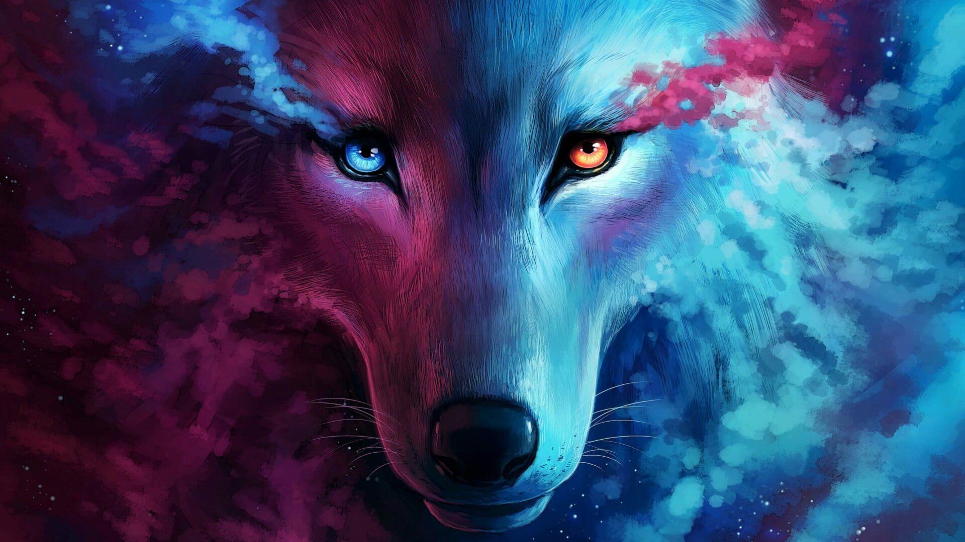 1920x1080 Wolf wallpaper, art, fantasy art, eyes, wild animal • Wallpaper For You HD Wallpaper For Desktop & Mobile