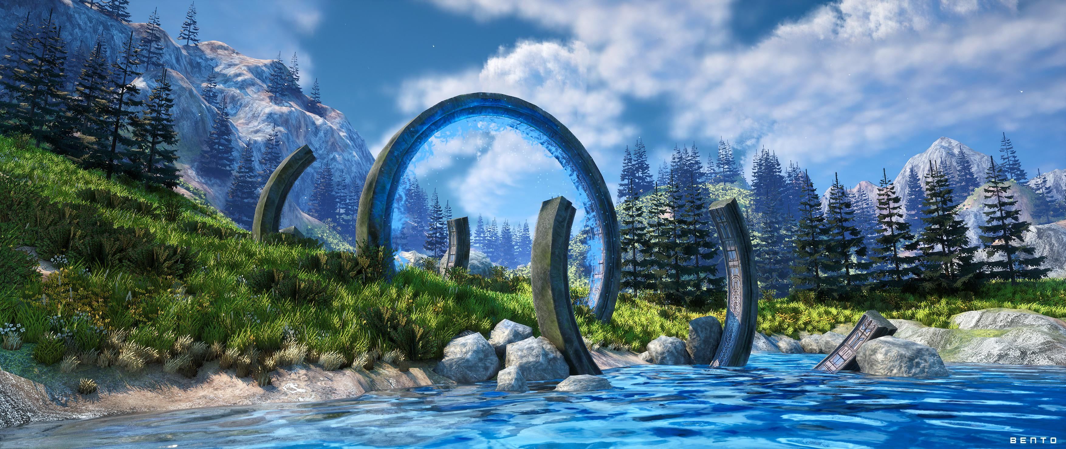 3509x1479 Tasked myself with creating a Zeta Halo scene in Unreal 5