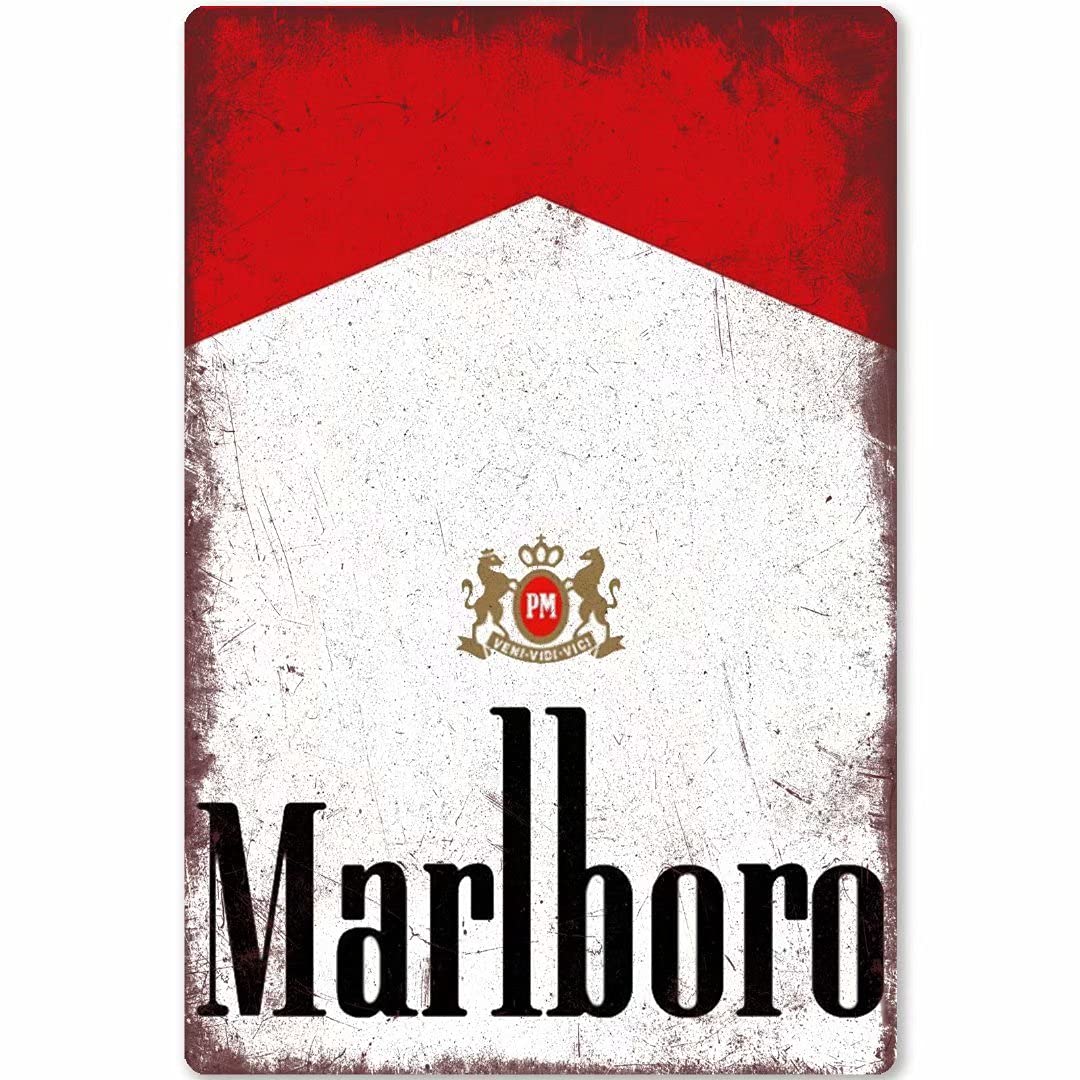 1080x1080 Vintage Tin Sign Marlboro Cigarette Retro Metal Poster Cafe Bar Garage Shop Home Mural Wall Plaque 8x12 Inches : Amazon.ie