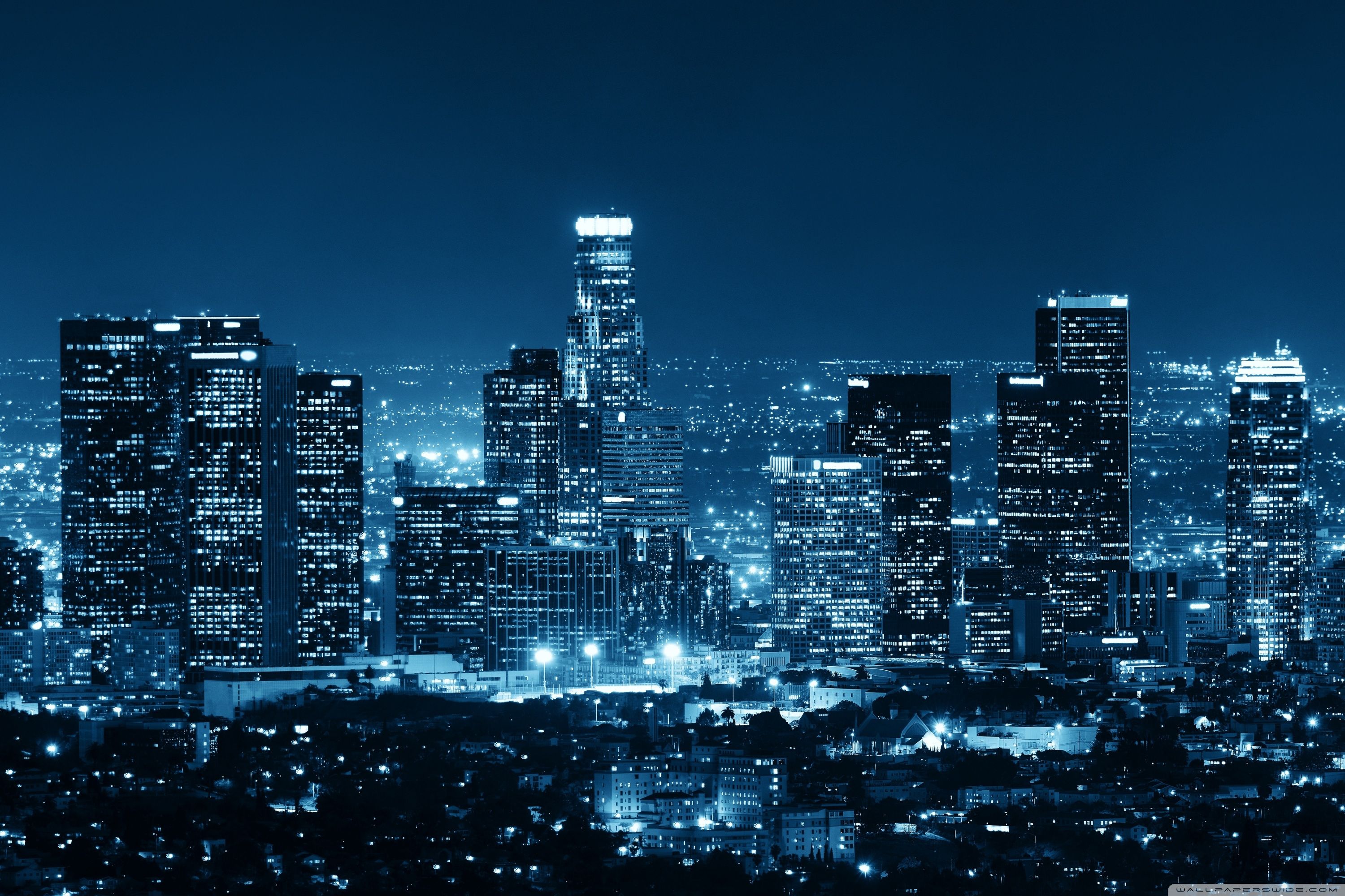 3000x2000 Blue City Night Lights 4K UHD Wallpaper for UltraHD Desktop and TV : Widescreen and UltraWide Display : Dual and Triple Monitor : Smartphone and Tablet Devices