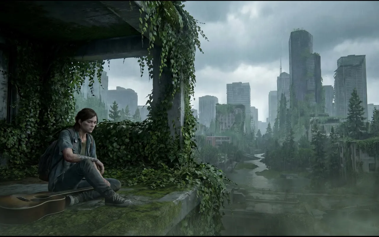 1280x800 The Last Of Us: Flooded Seattle Overlook with Ellie live wallpaper preview