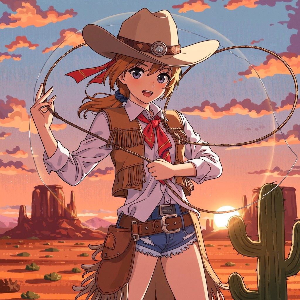 1024x1024 Download Anime Cowgirl Adventure Image, Cowgirl, Western
