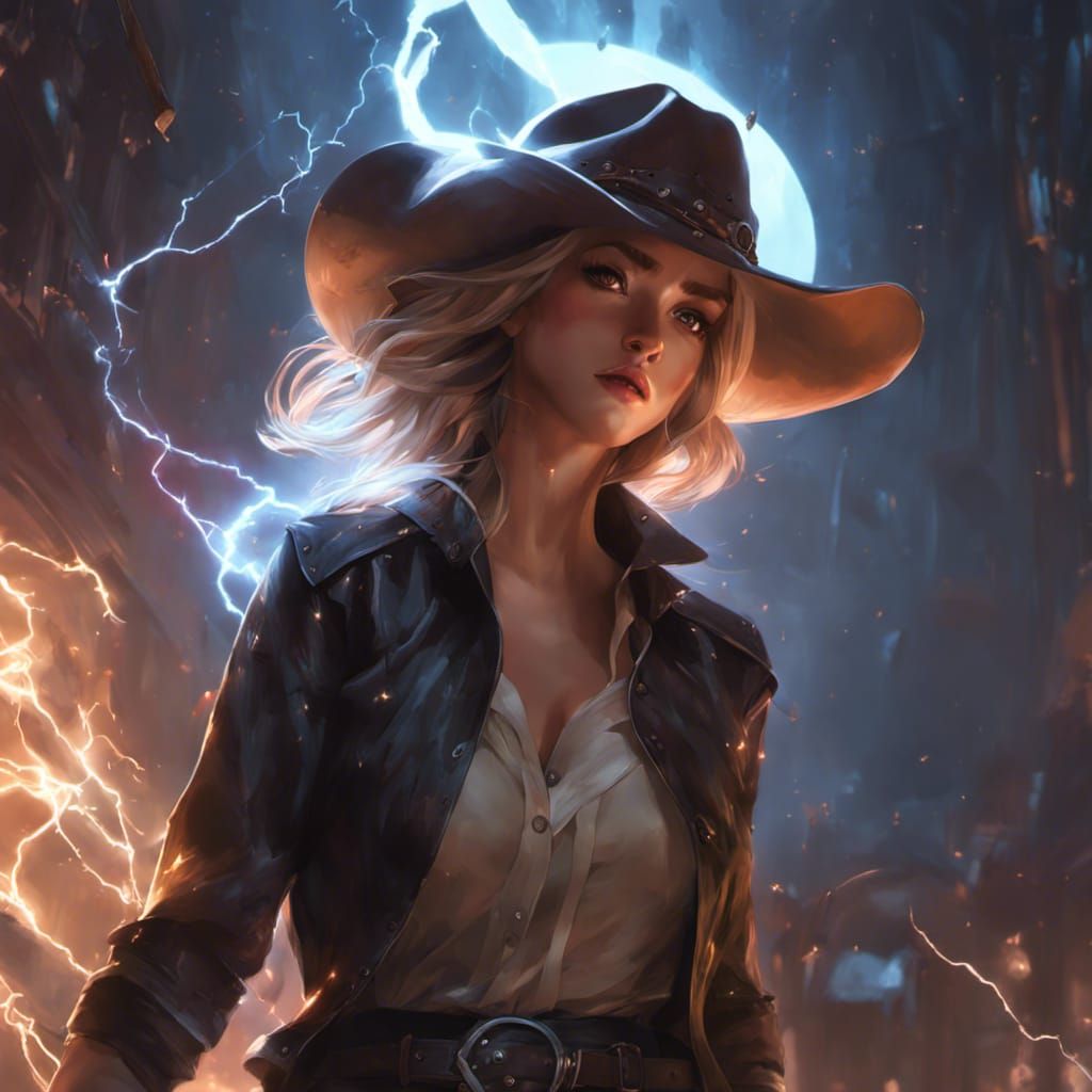 1024x1024 Angry Cowgirl Glowing Cowgirl in Anime Style