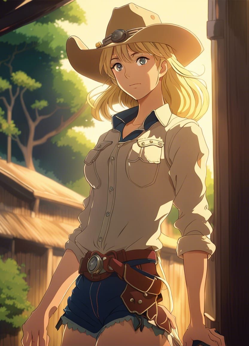 832x1152 Cowgirl Anime Cowgirl in Anime Style, Studio Ghibli
