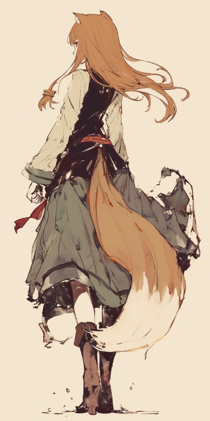 736x1472 Anime anime cowgirl. Fox girl dnd, Holo art, Oc