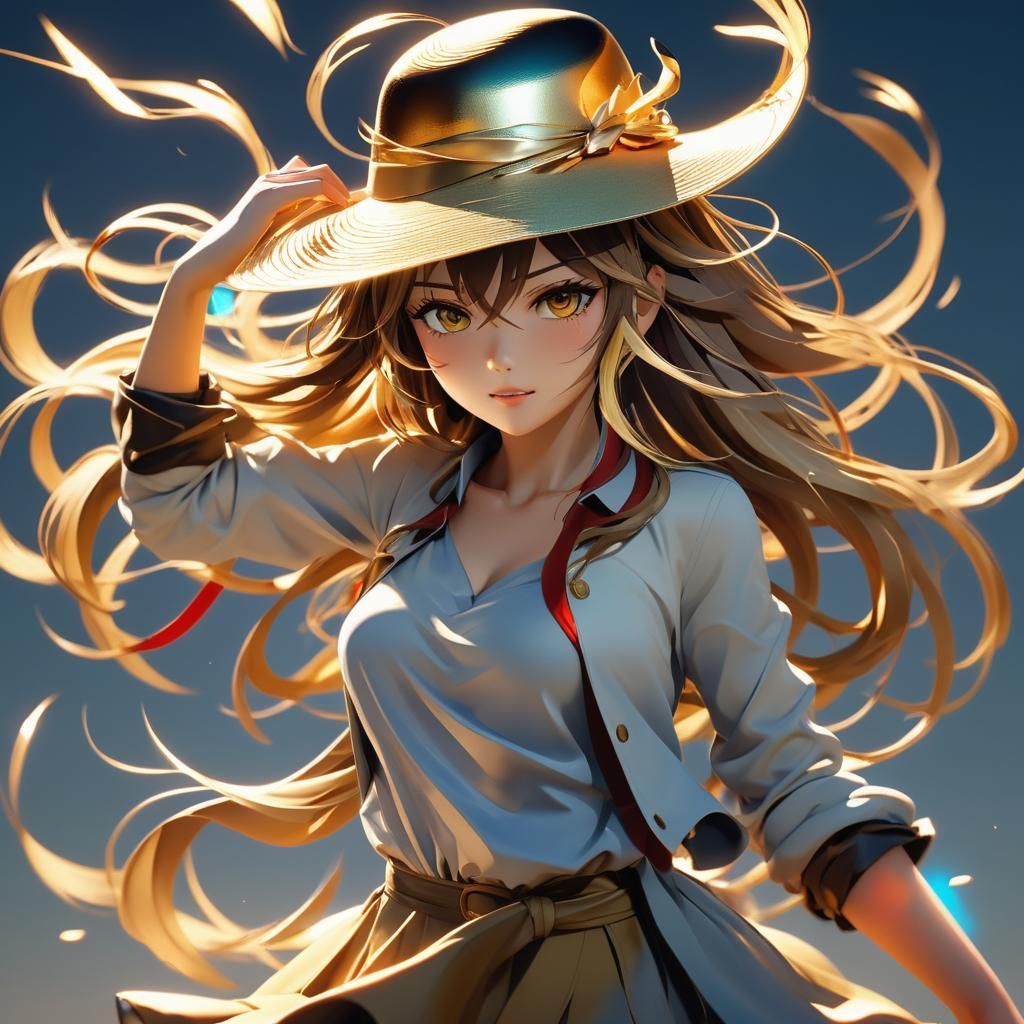 1024x1024 Anime girl standing in the wind Princess in Whimsica