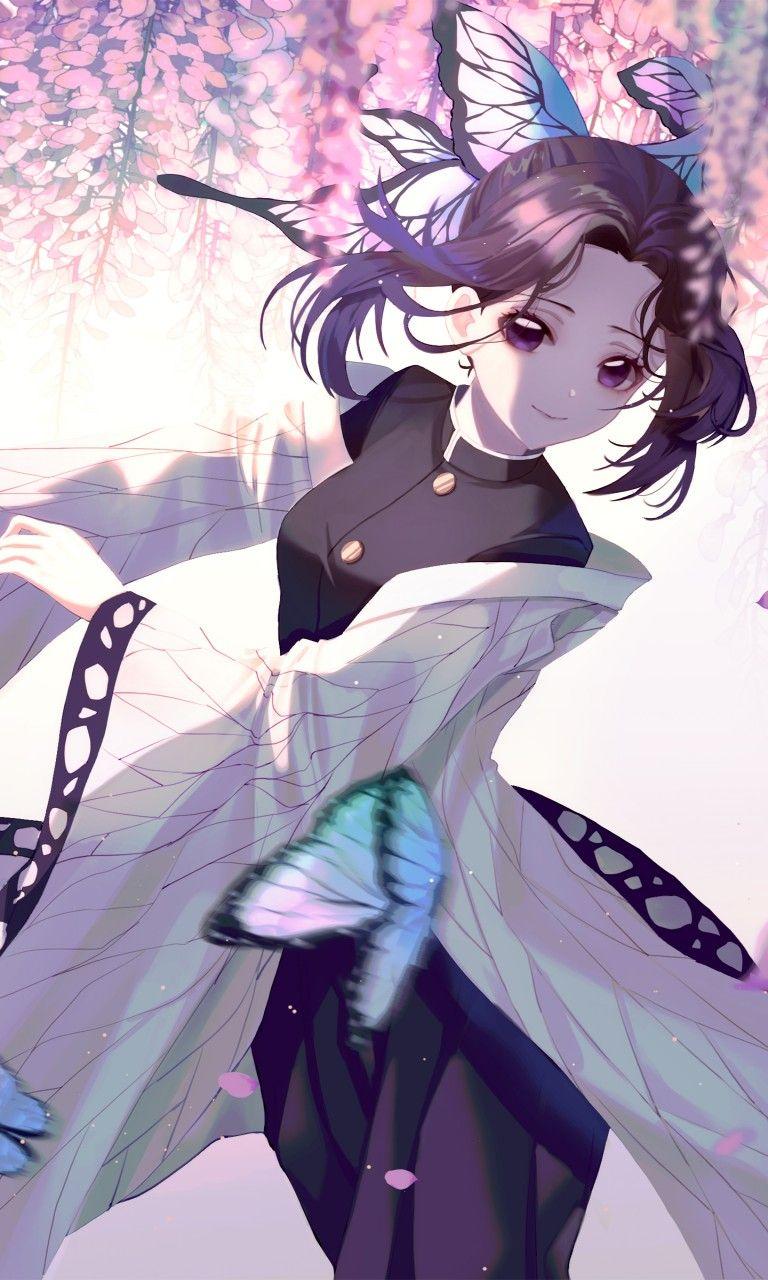 768x1280 Shinobu Kochou Anime 4K Wallpaper
