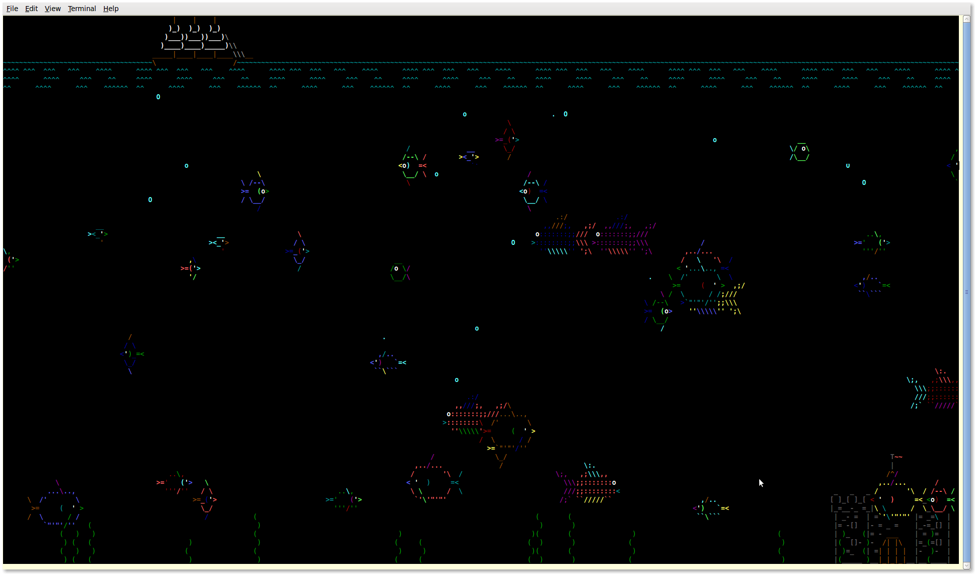1934x1139 Linux / UNIX Desktop Fun: Terminal ASCII Aquarium