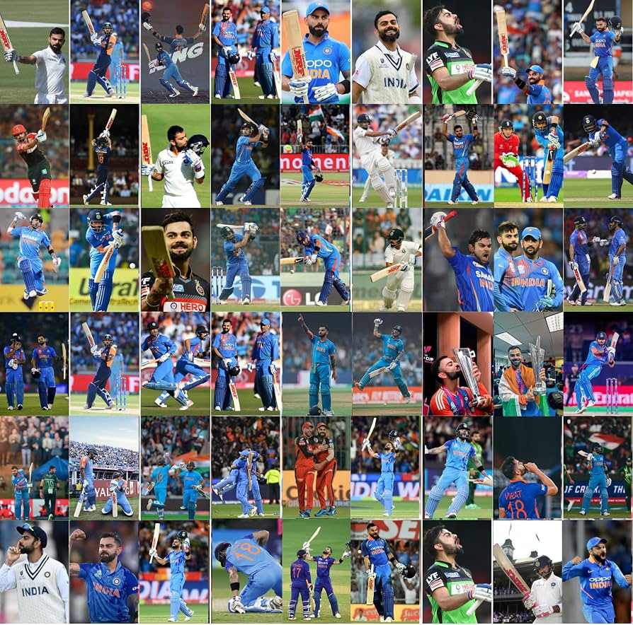 894x884 ARTCREST Virat Kohli Poster Wall Collage Kit Set of 54 Small Posters, Aesthetic Wall Décor for Bedroom, Home, Office, or Dorm Room. Glue Dots Included
