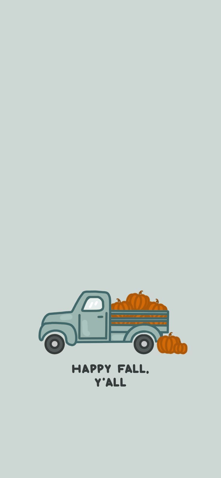736x1593 Blue Truck with Pumpkins Fall Phone Wallpaper