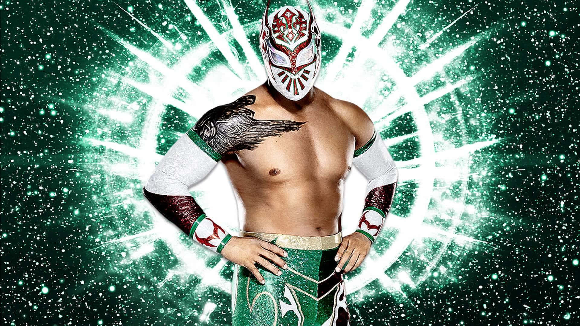 1920x1080 Download American Professional Wrestler Sin Cara Green Background Wallpaper