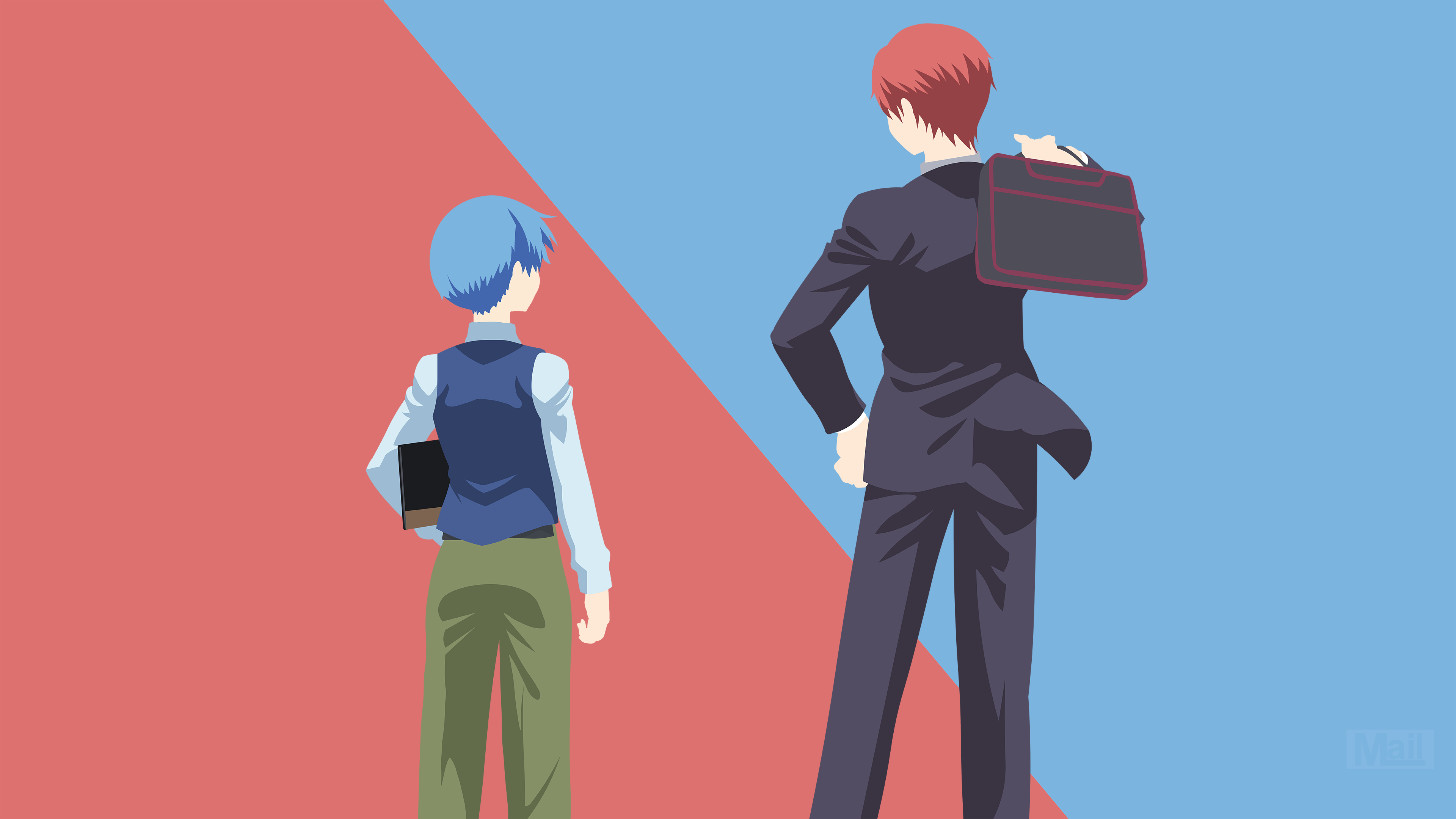 3840x2160 3840x2160 Vector, Minimalist, Nagisa Shiota, Assassination Classroom, Karma Akabane wallpaper PNG