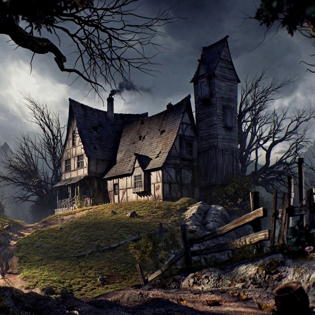 1280x1280 Halloween Haunted House 4K UHD Wallpaper for UltraHD Desktop and TV : Dual Monitor : Smartphone and Tablet Devices