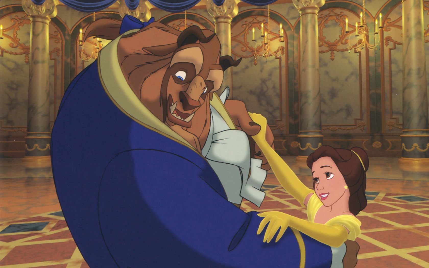 1680x1050 Beauty and the Beast HD Wallpaper: A Disney Classic in Cartoon Stylex1050