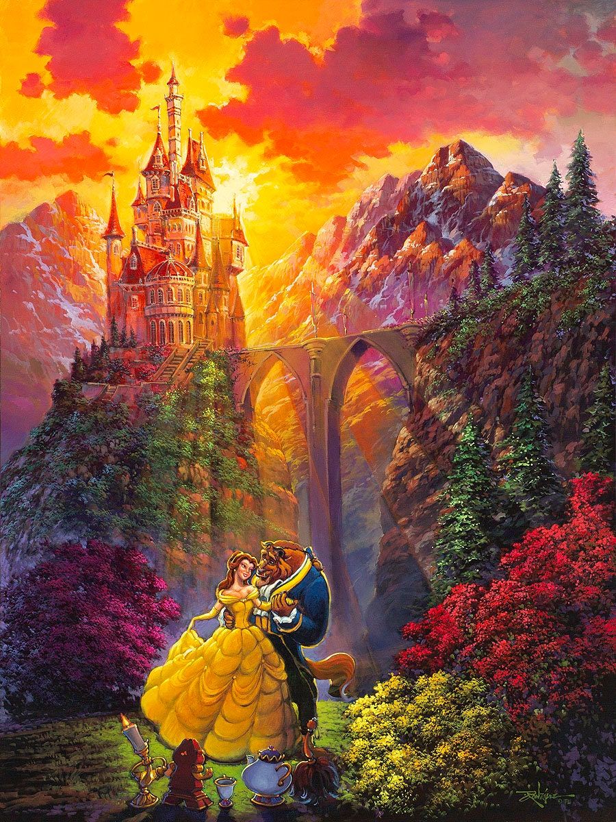 900x1200 Beauty and the Beast Walt Disney Fine Art Rodel Gonzalez Signed Limite