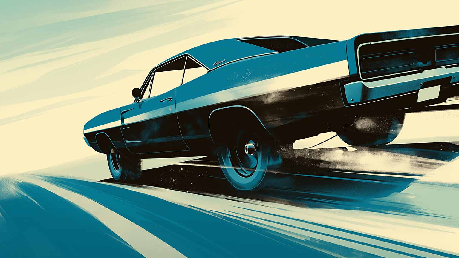 1536x864 Blue Muscle Car Motion Blur Desktop Wallpaper