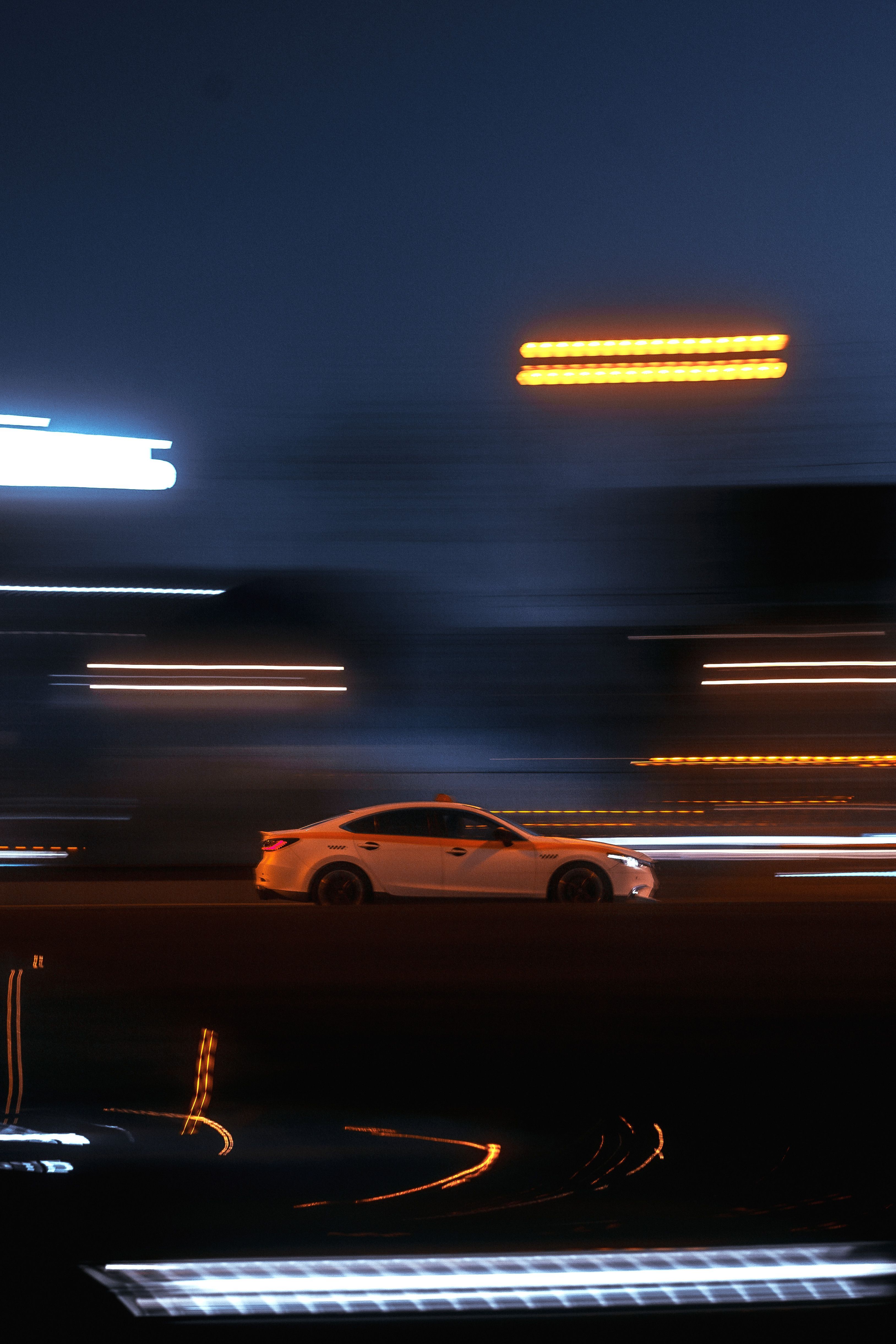 3255x4882 Dynamic Car Motion Blur at Night Street Scene · Free