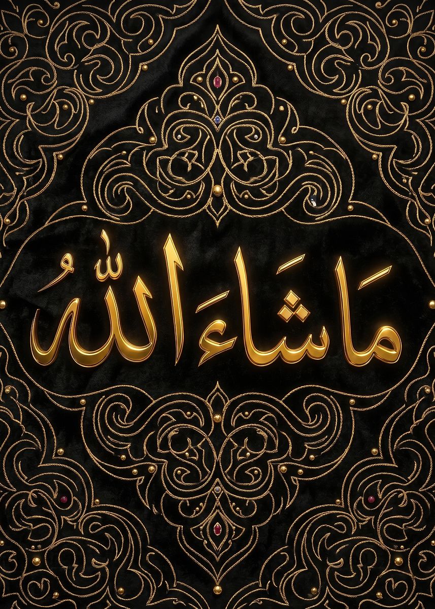 857x1200 Islamic Calligraphy 'Masha'Allah' Poster, Picture & Metal Print