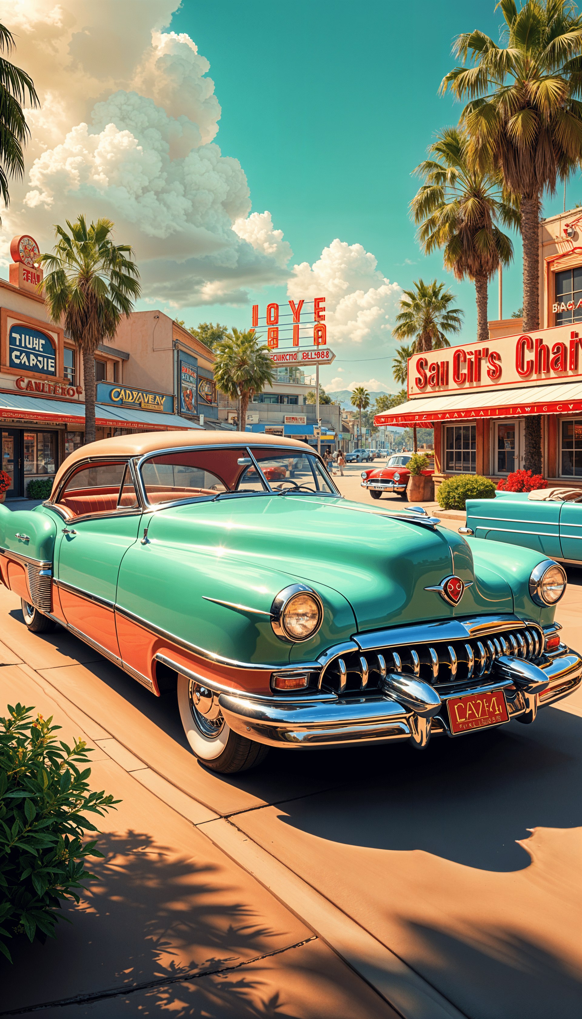 1920x3360 Vintage Vibes: Retro Car Phone Wallpaper for a Nostalgic Touch