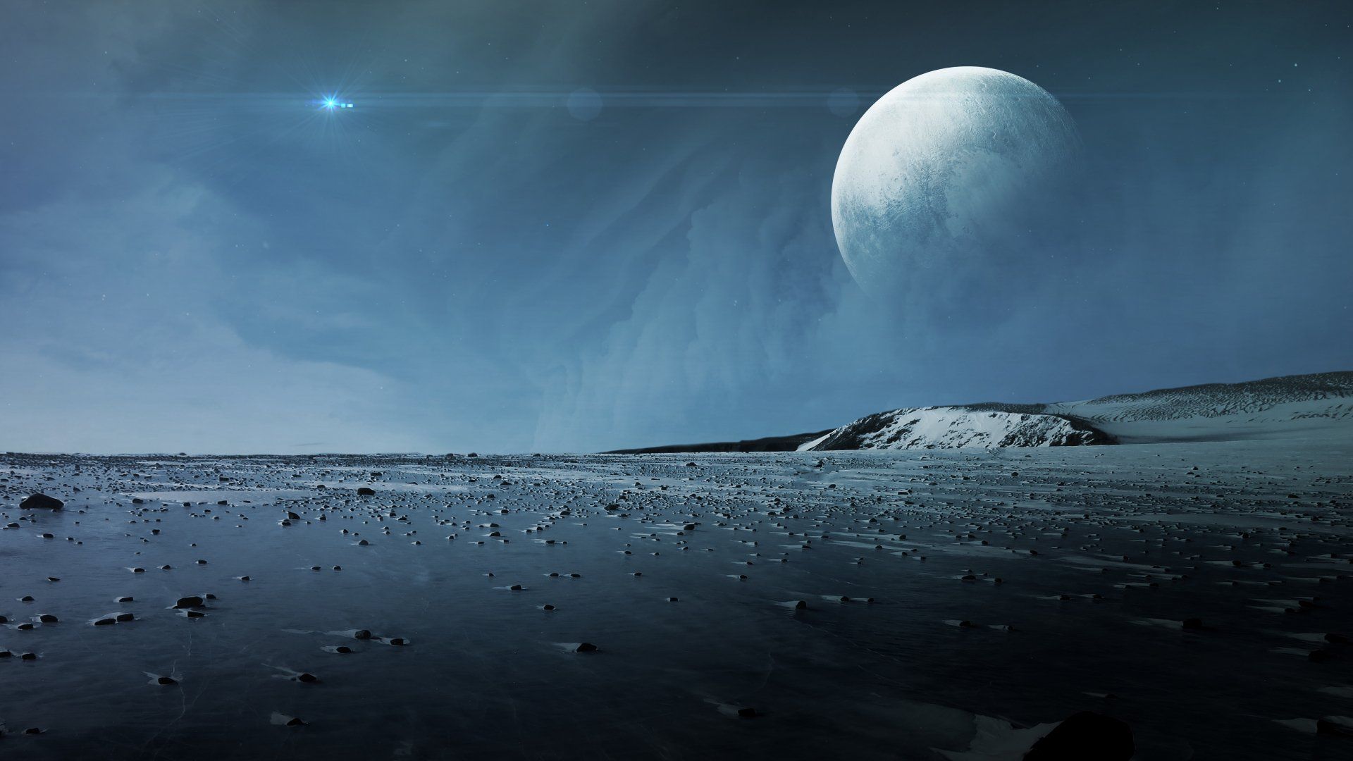 1920x1080 4K Ultra HD Sci Fi Vision Of Pluto's Frozen Frontierx2880