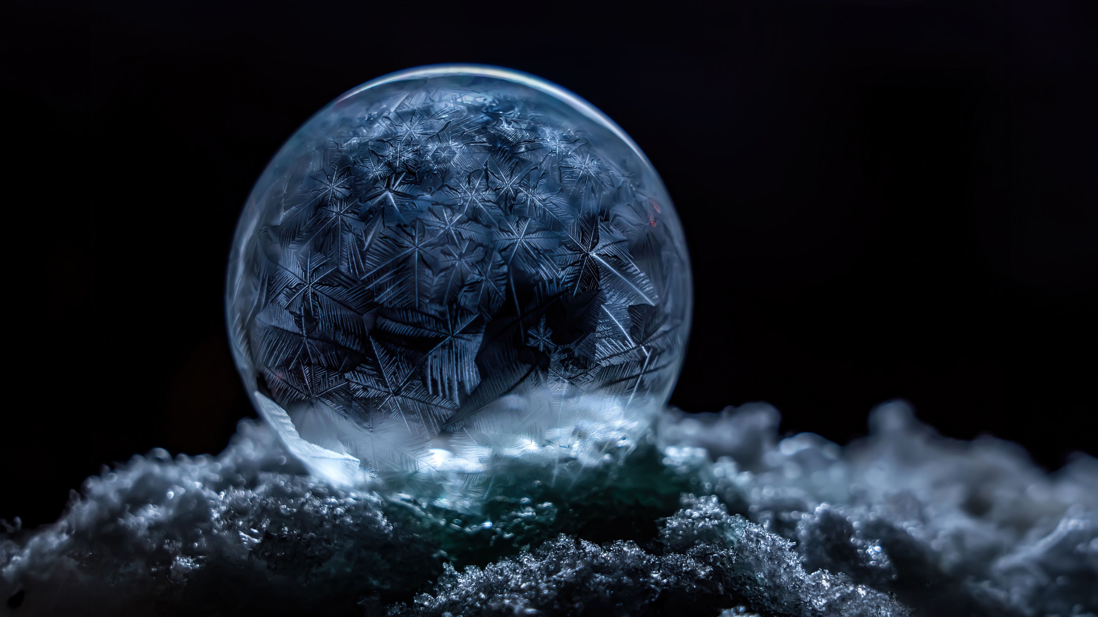 3840x2160 Frozen bubble Wallpaper 4K, Dark aesthetic, Soap Bubble