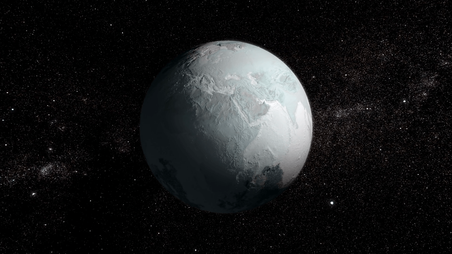 1920x1080 Planet Earth Frozen and almost completely covered with Ice and Snow. Extreme Ice Age Animation. Global Warming Global Cooling Climate Change