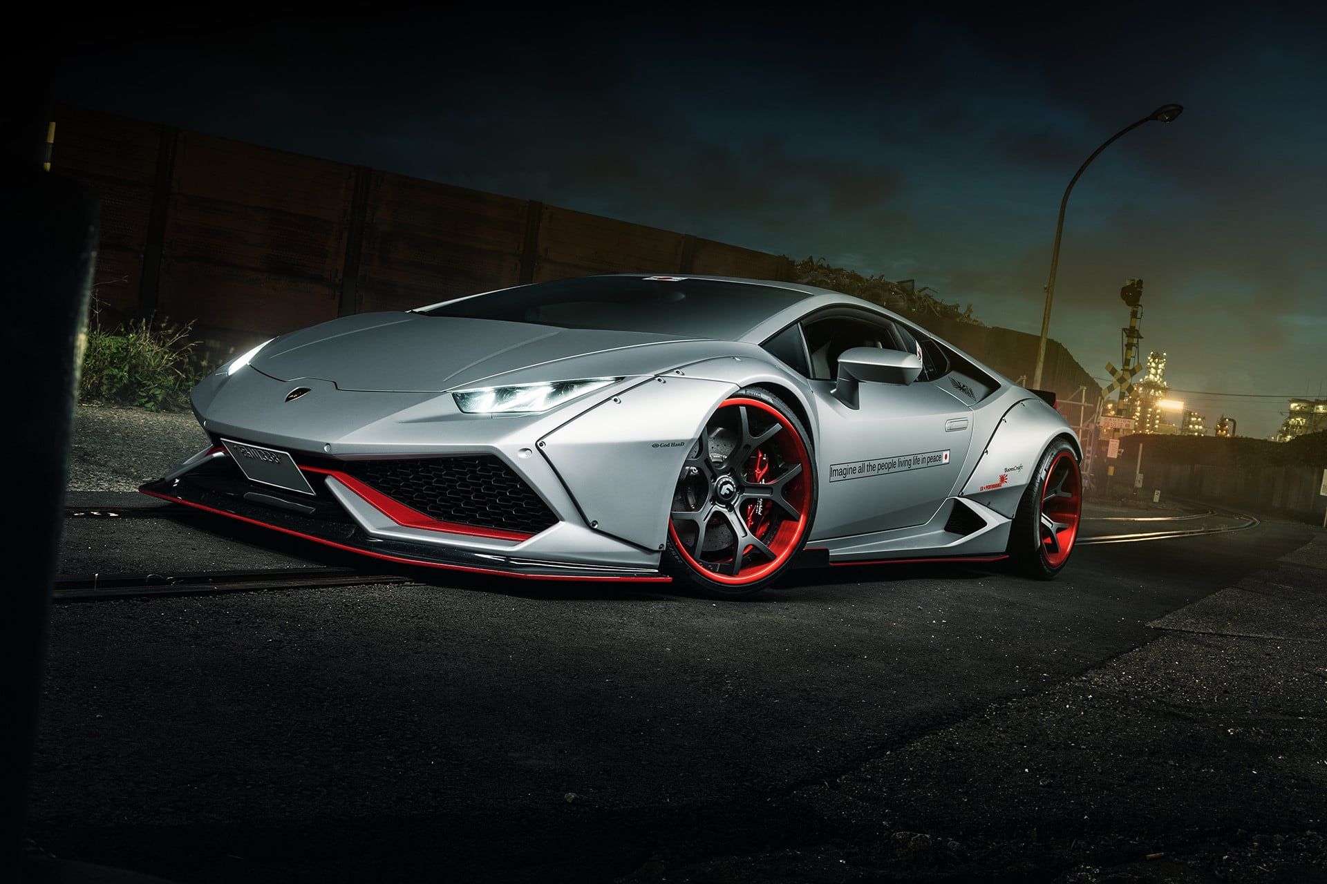 1920x1280 Distinct Liberty Walk Body Kit Transforming Gray Lamborghini Haracan in a Beautiful Way. CARiD.com Gallery