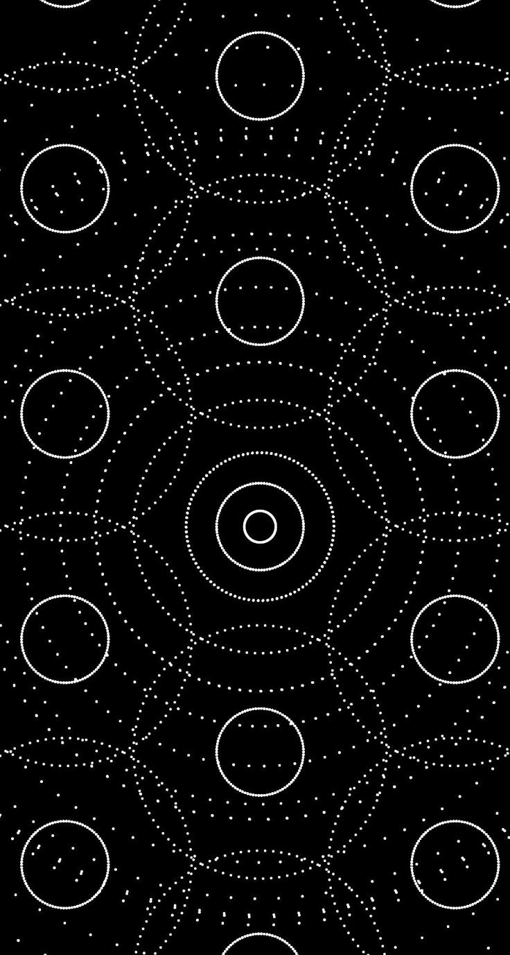 736x1377 Abstract Black and White Background with Circles and Stars. Vibrational patterns, Dark cosmic pattern design