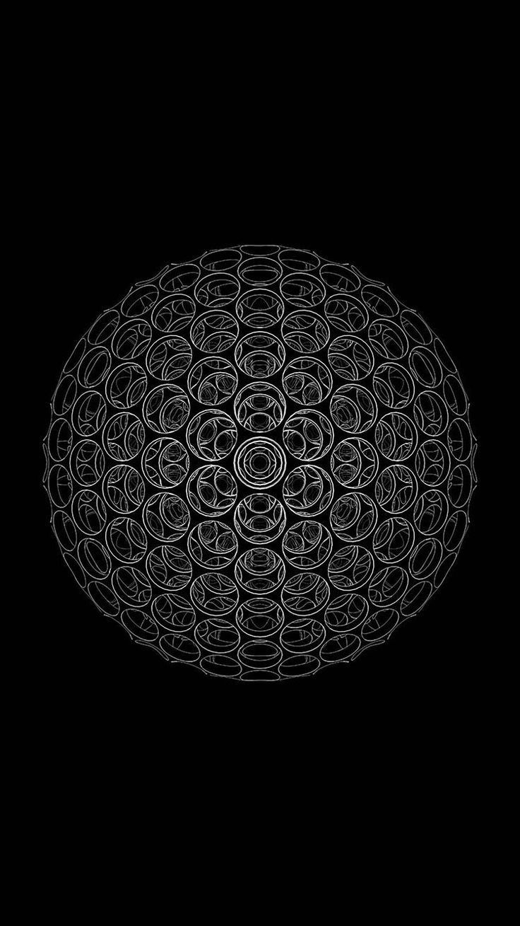 736x1309 Mandala Wallpaper: Black and White Ball with Circles. Minimalist techno background, Dark techno wallpaper, Cymatics wallpaper