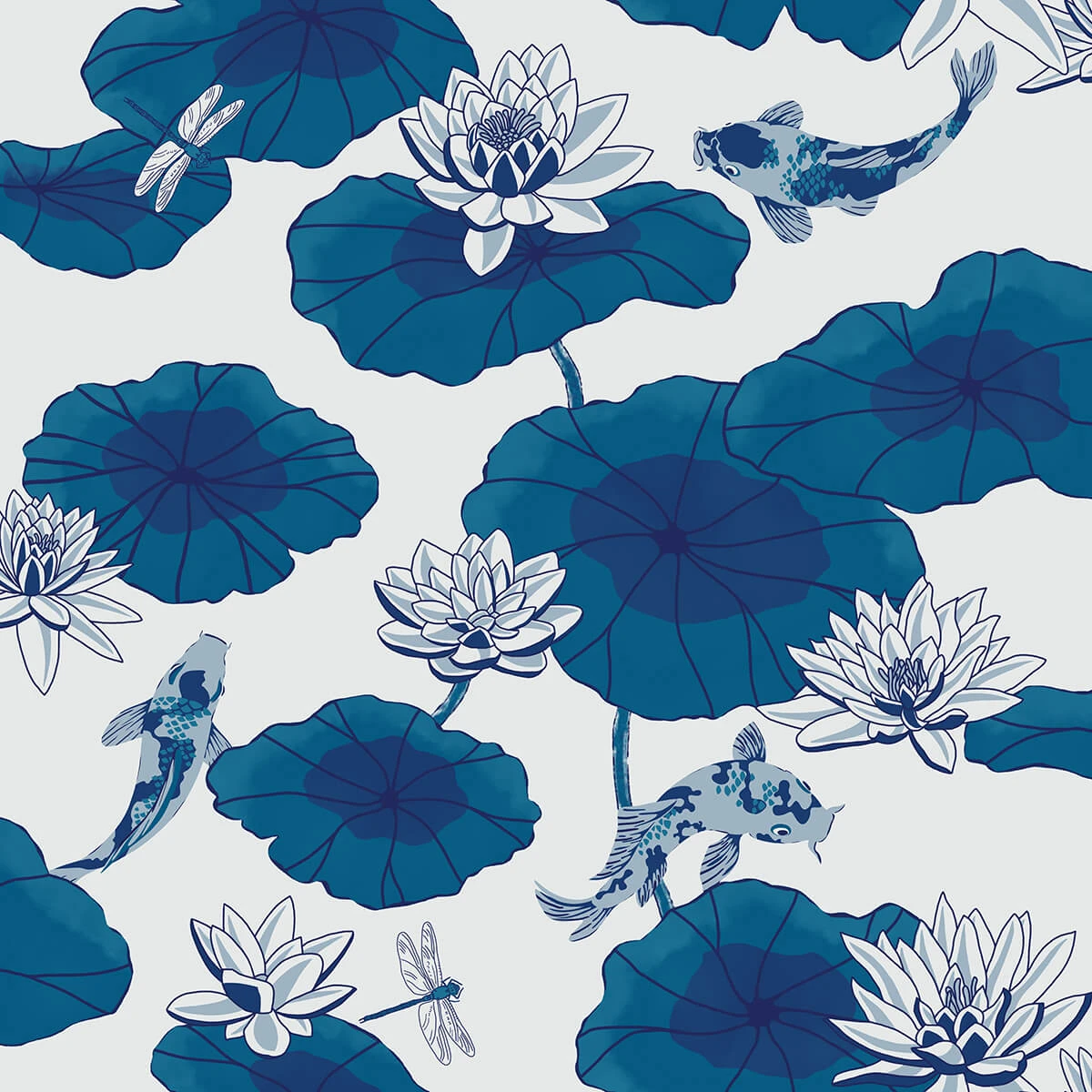 1200x1200 Koi Pond Themed Wallpaper Design