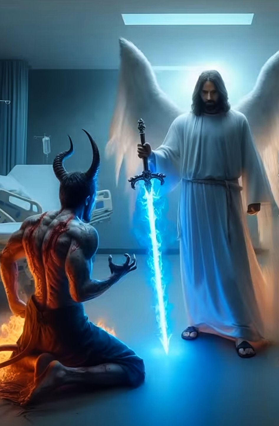 946x1444 Good vs evil picture. Jesus crossing up the devil wallpaper, God vs lucifer, Jesus vs devil