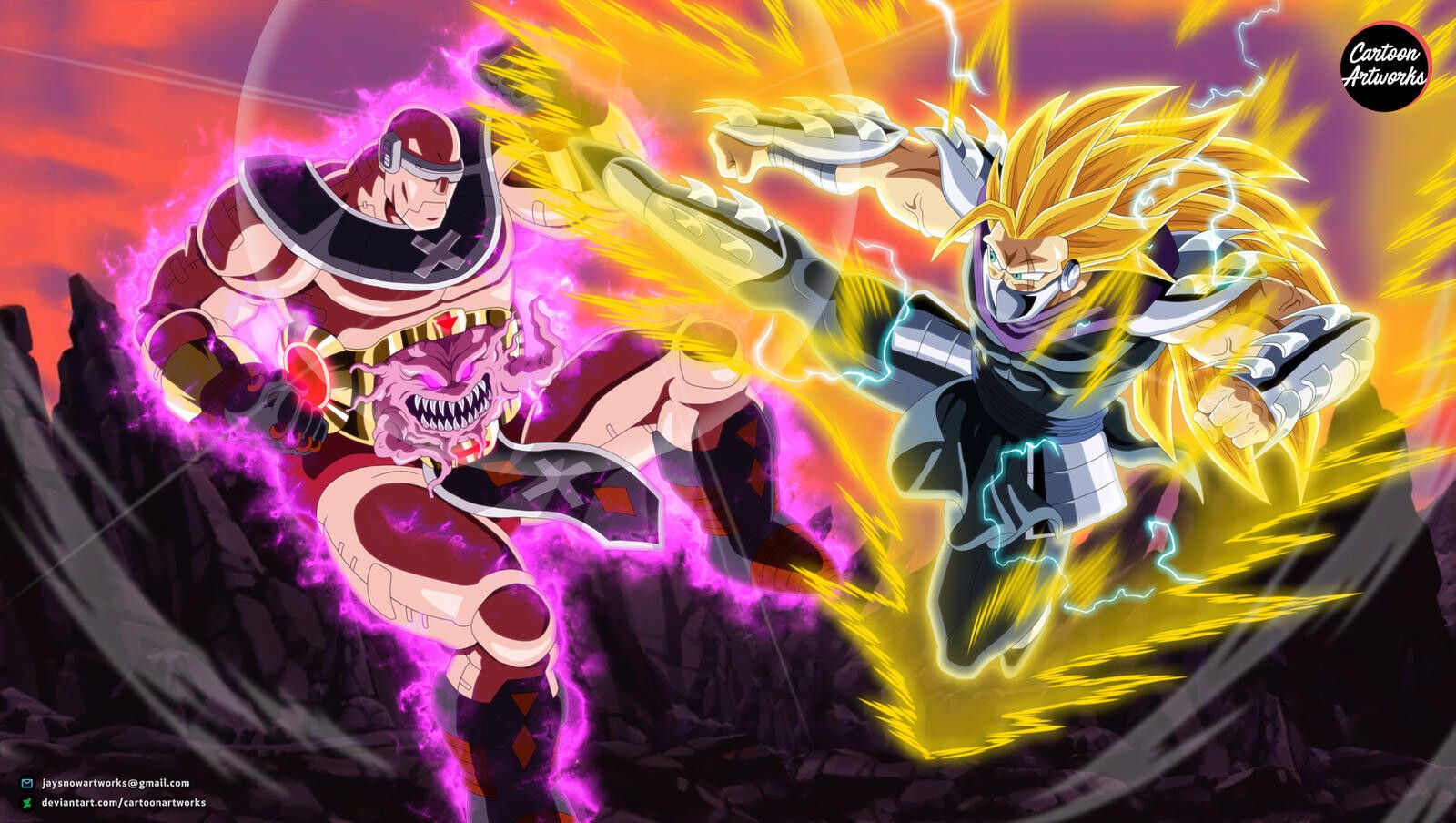 1600x904 Cartoon Artworks SS3 vs Evil God Krang = COMMISSION
