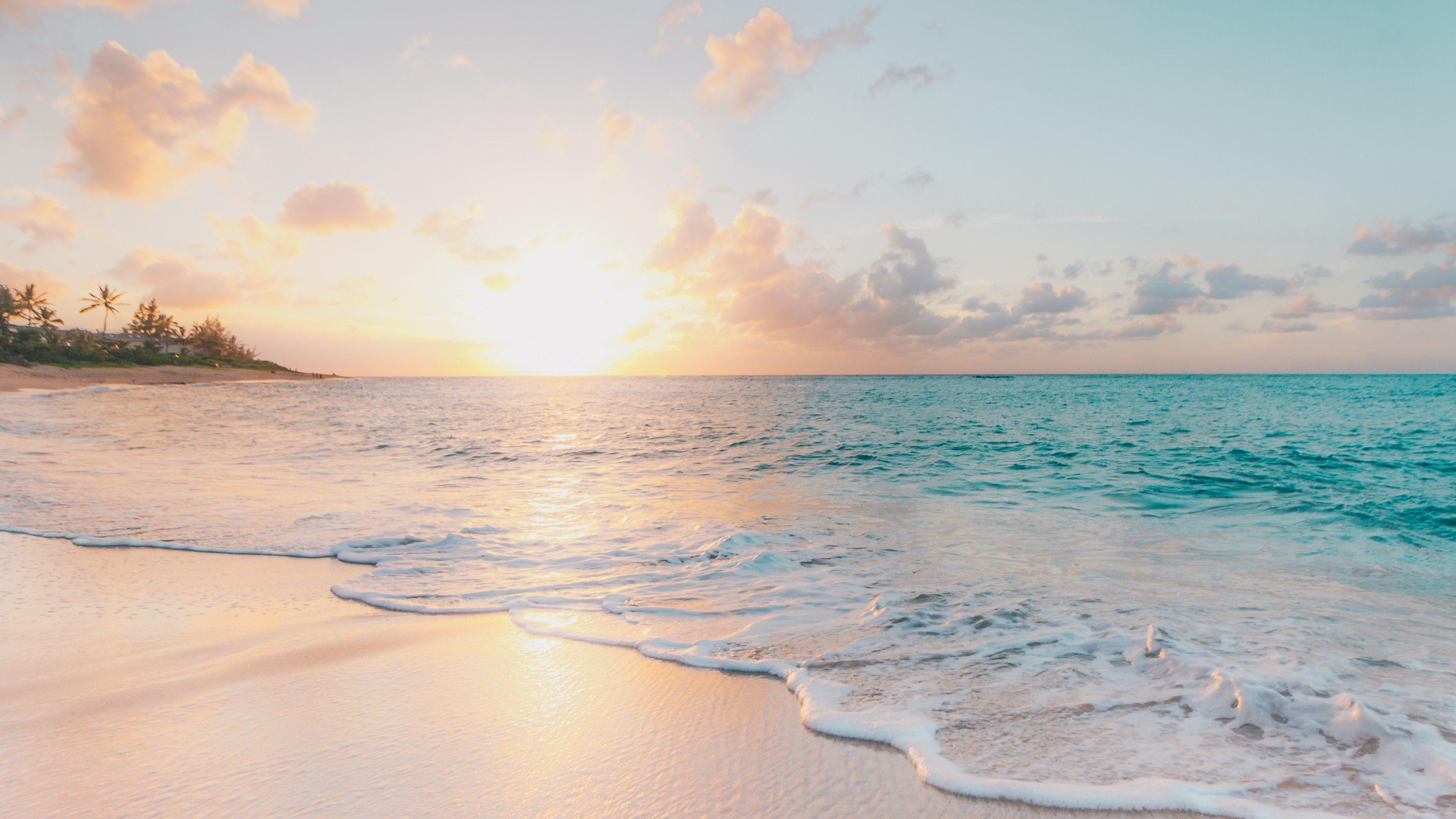 3840x2160 Ablaze Environment at Beach Waves 4K Wallpaper