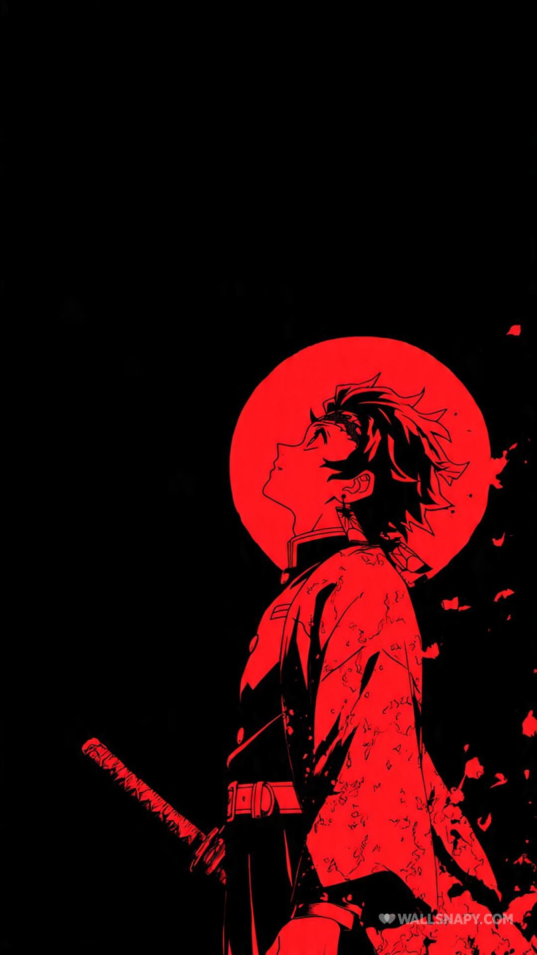 1080x1920 Demon slayer tanjiro dark red amoled wallpaper