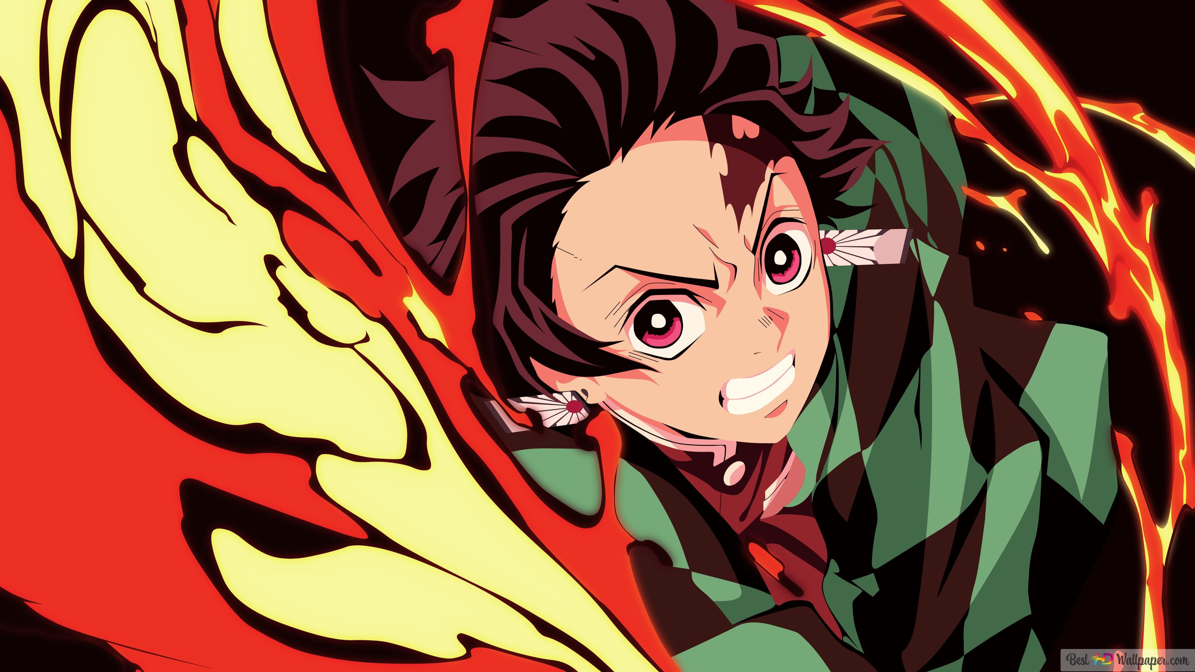 3840x2160 Tanjiro kamado angry fire attack slayer kimetsu no yaiba 4K wallpaper download