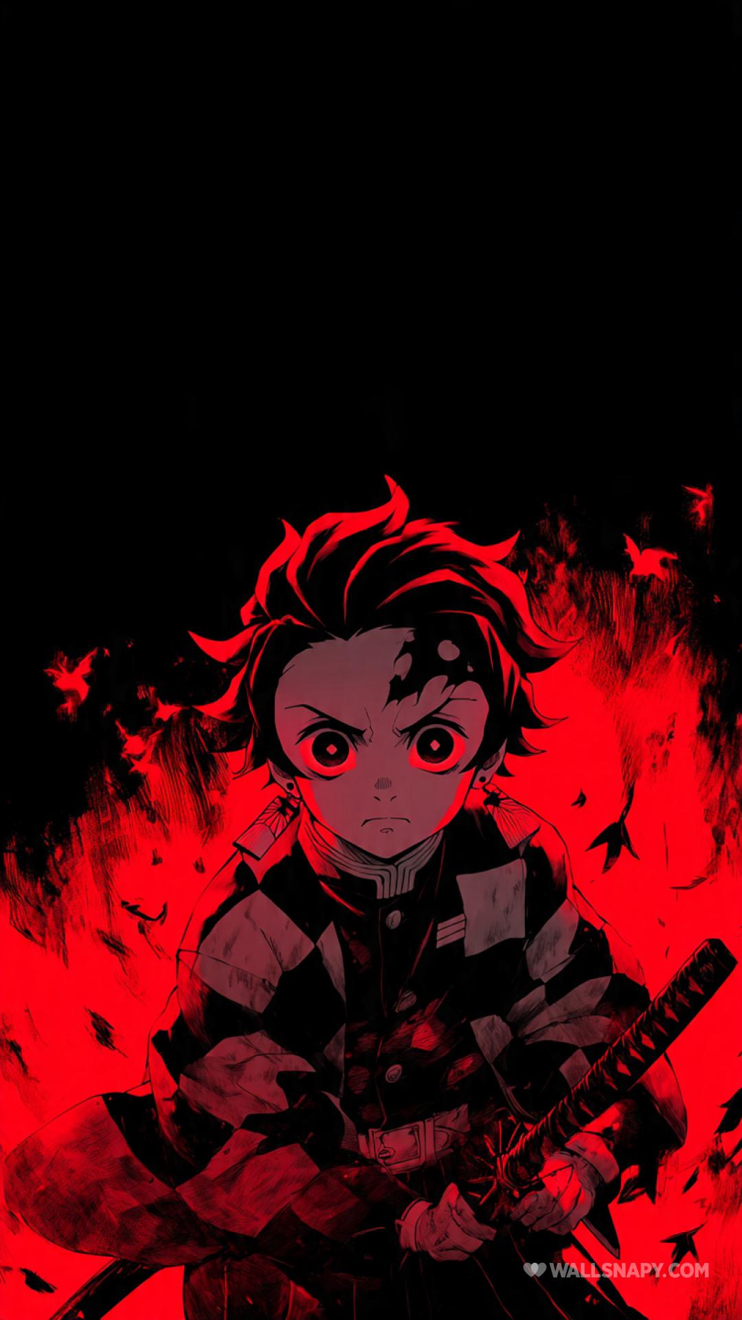 1080x1920 Demon slayer tanjiro dark red cool wallpaper