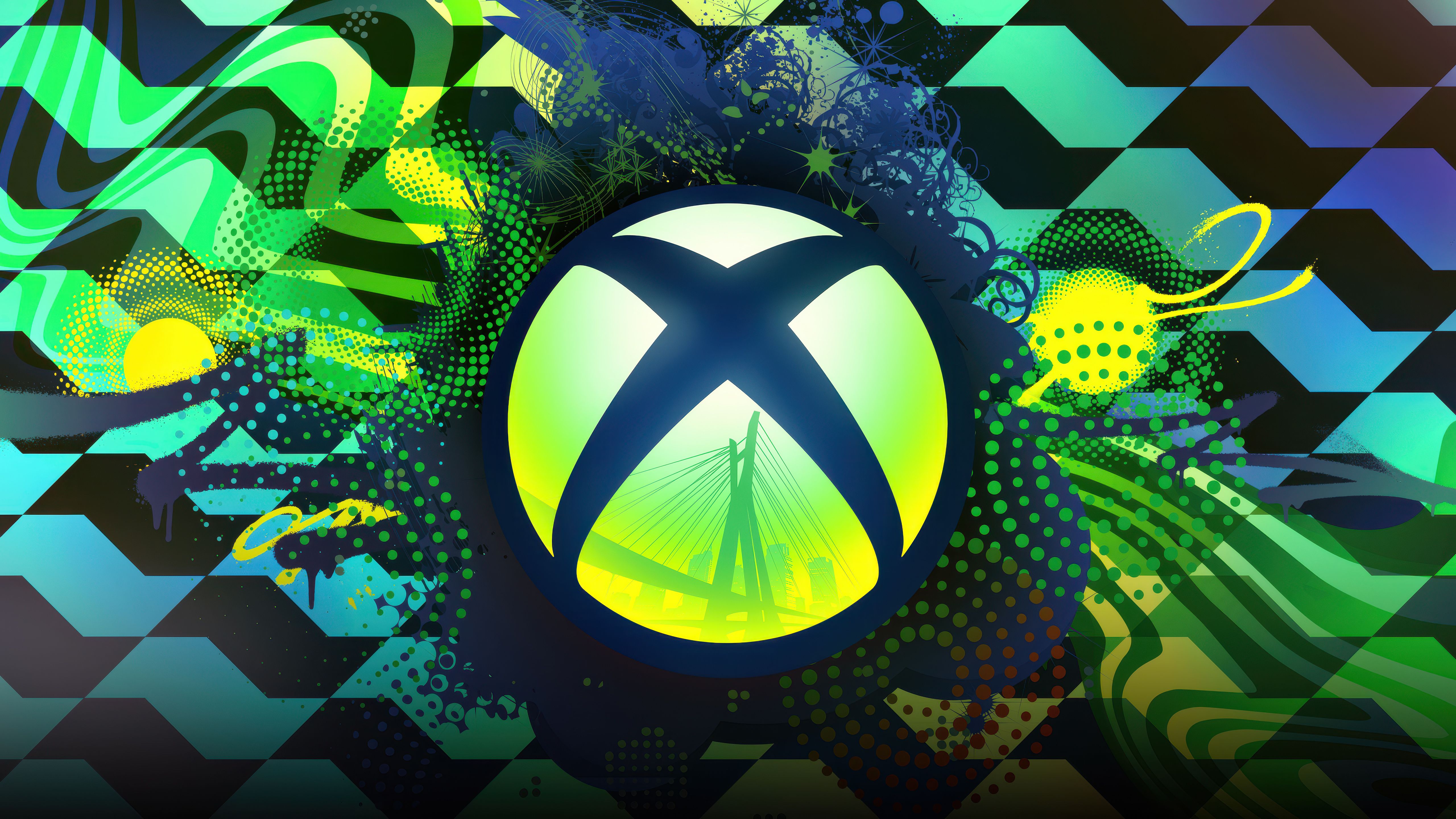 5120x2880 Xbox logo Wallpaper 4K, Green abstract, 5K