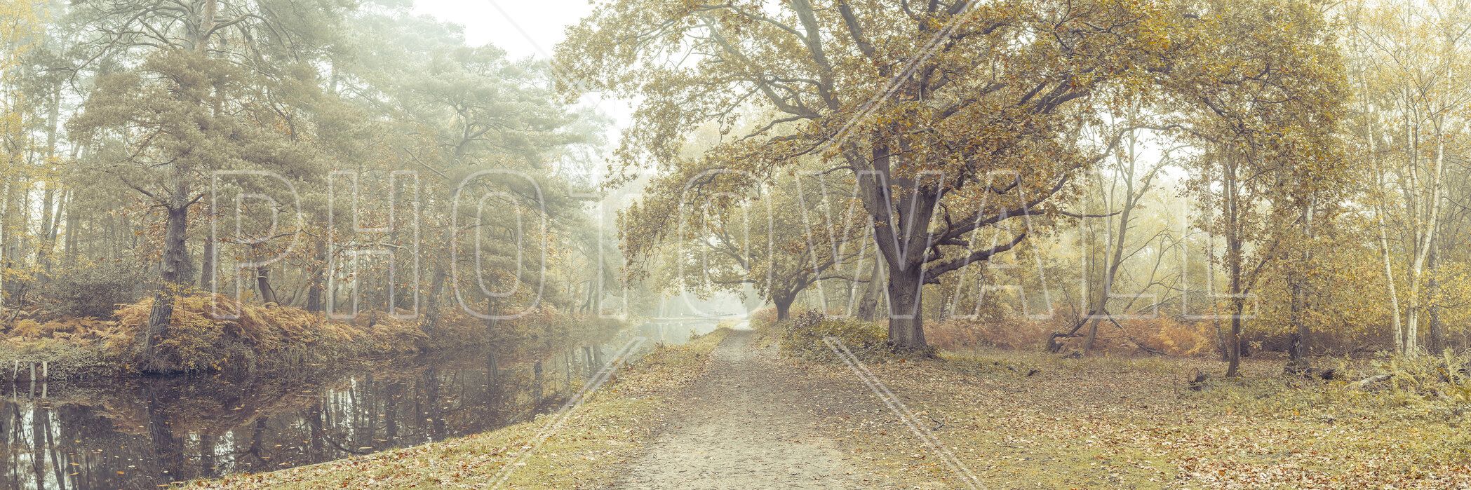 2097x699 Misty Canal Autumn